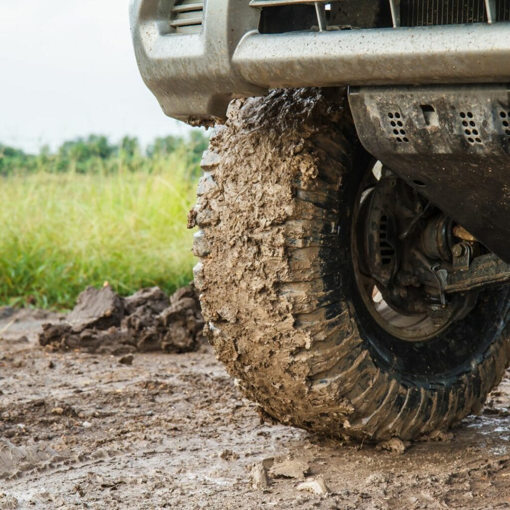 Mud in tire tread