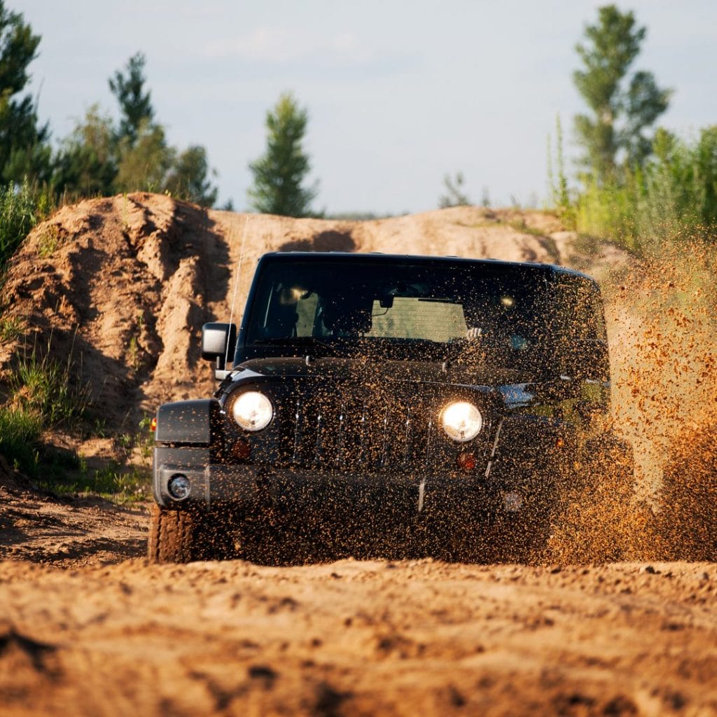 A jeep off roading